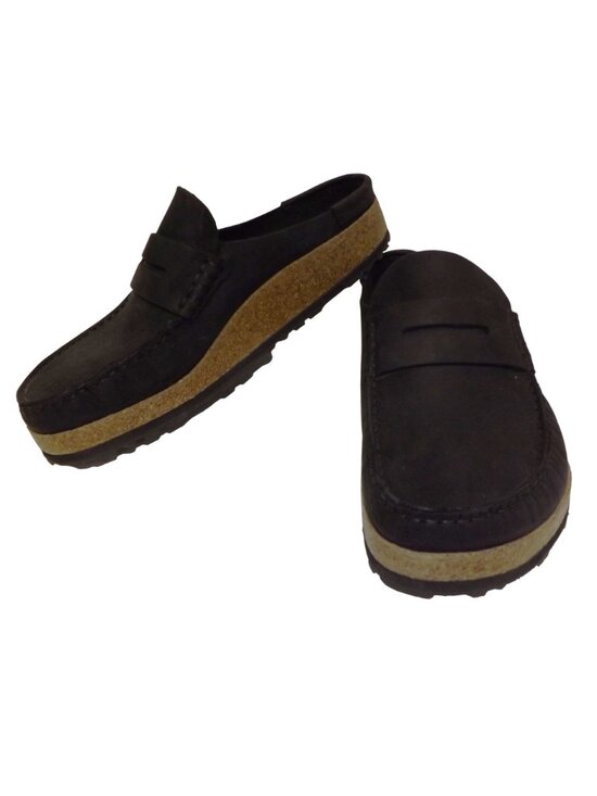 Birkenstock Mens Black Naples Suede Penny Loafers W Cork Sole Size 42 EU 9 US main image 14